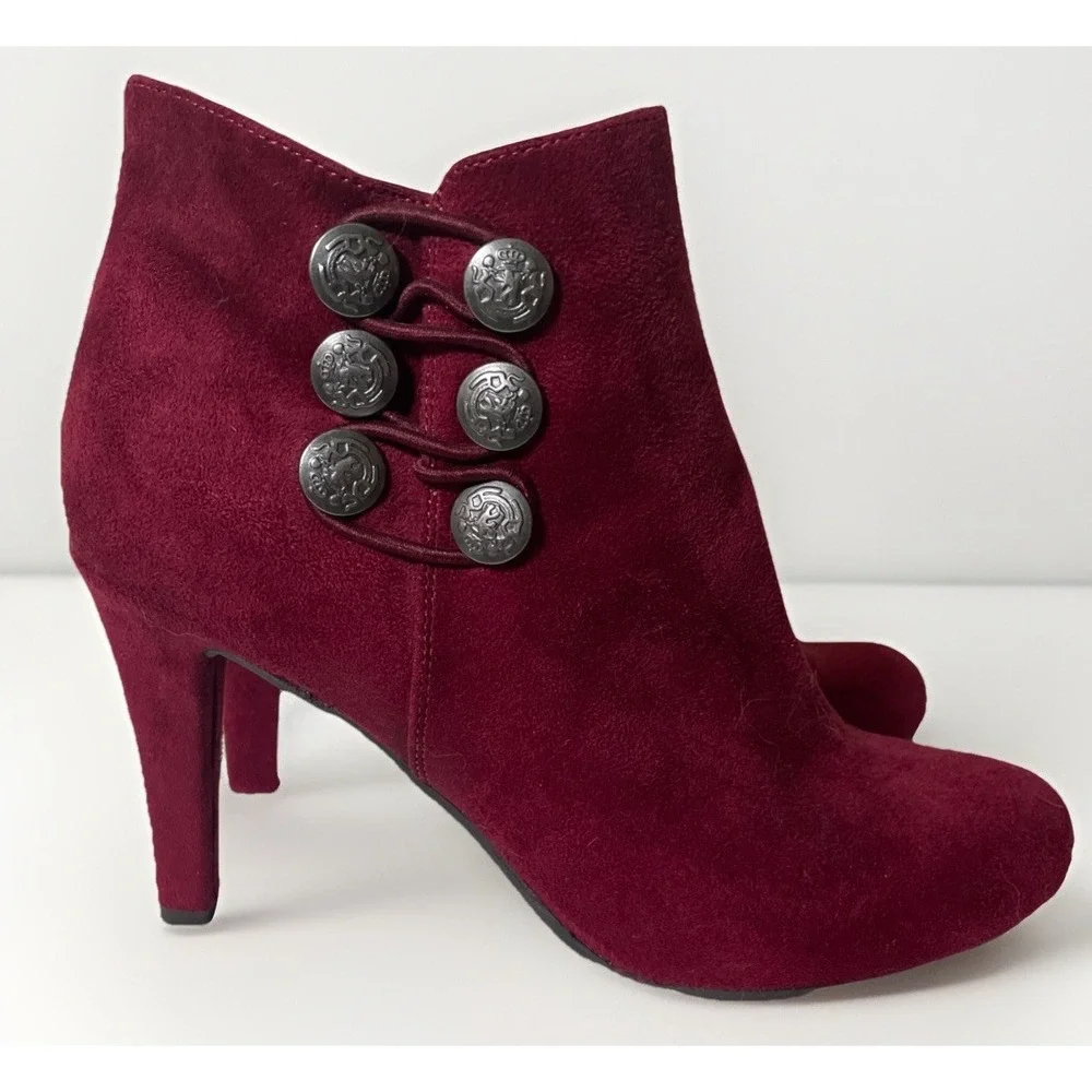 Rialto‎ Womens Cairo Fabric Closed Toe Ankle Fashion, Burgundy/Suedette Size 5 M